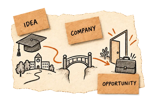 Idea, company, opportunity: a bridge connects university to the world of work.